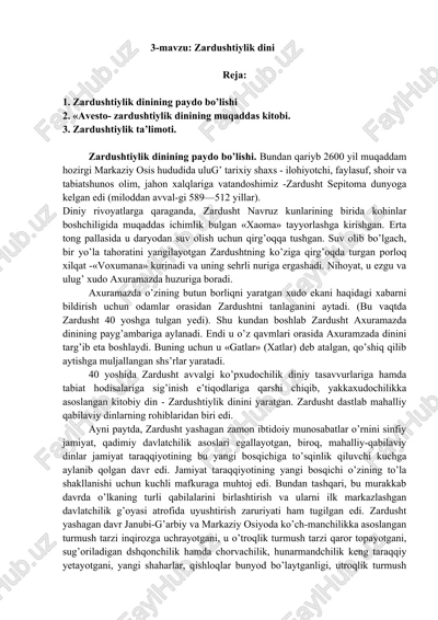 zardushtiylik dini — DOCX