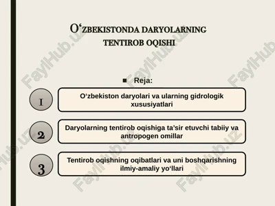 o‘zbekistonda daryolarning tentirob oqishi — PPTX