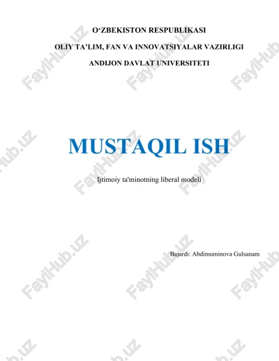 ijtimoiy ta'minotning liberal modeli — DOCX
