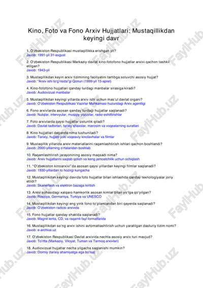 kino, foto va fono arxiv hujjatlari — PDF