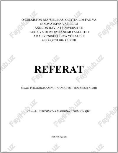 pedagogikaning taraqqiyot tendensiyalari — DOCX