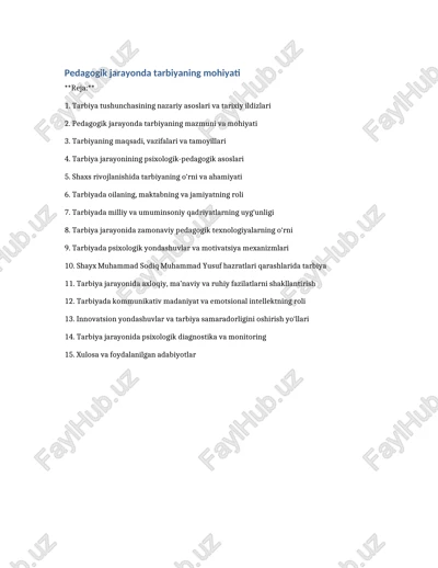 pedagogik jarayonda tarbiyaning mohiyati — DOCX