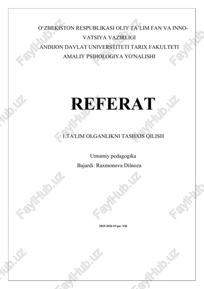 ta'lim olganlikni tashxis qilish — DOCX