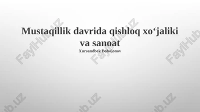 mustaqillikdan keyingi qishloq xujaligi islohotlari — PPTX