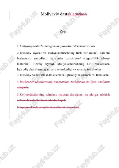 moliyaviy dastaklarurlash — PDF
