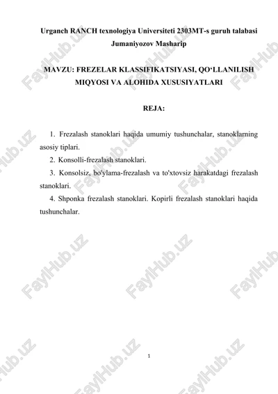 frezalash stanoklari — DOCX