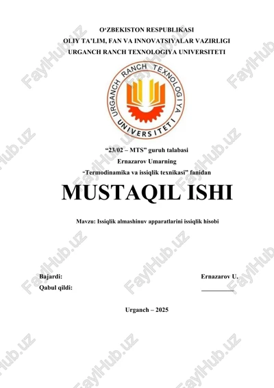 issiqlik almashinuv apparatlarini issiqlik hisobi — DOCX