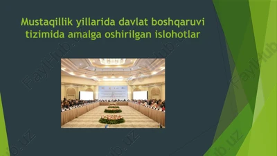 mustaqillik yillarida davlat boshqaruv tizimida amalga oshirilgan islohotlar — PPTX