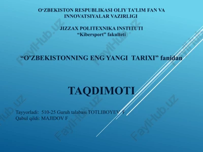 o'zbekistonning eng yangi tarixi 2 — PPTX