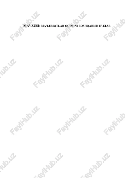 ma’lumotlar oqimini boshqarish if-else — DOCX
