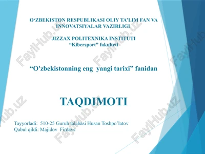 oʻzbekistonning markaziy osiyoda tinchlik va barqarorlikni ta'minlashdagi oʻrni — PPTX