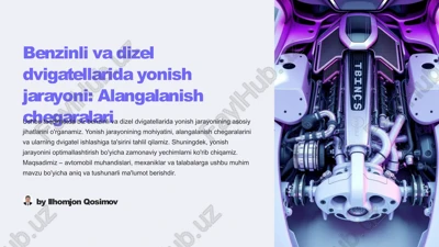 benzinli va dizel dvigatellarida yonish jarayoni: alangalanish chegaralari — PPTX