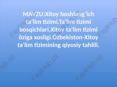 xitoy boshlang‘ich ta’lim tizimi — PPTX