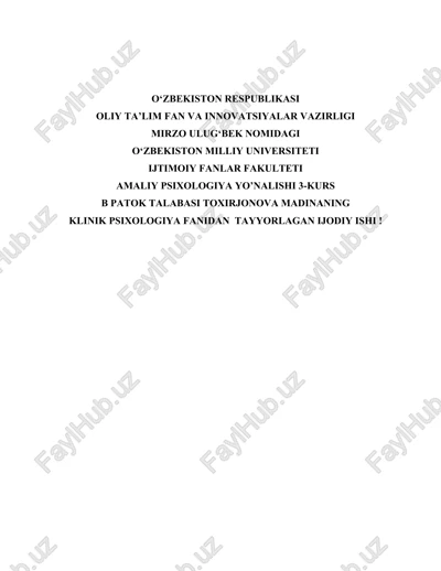 bemor psixologiyasi : kasallikning ichki koʻrinishi. — DOCX