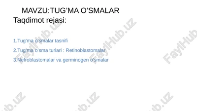 tug’ma o’smalar — PPTX