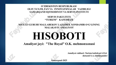 malakaviy amaliyot hisoboti — PPTX