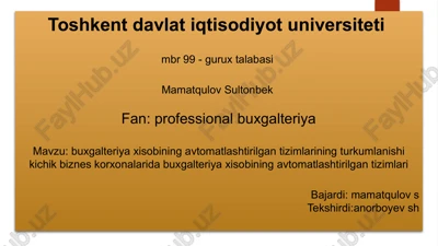 kichik biznesda buxgalteriya tizimlari — PPTX