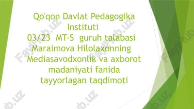 ommaviy madaniyat va texnologiyalar — PPTX