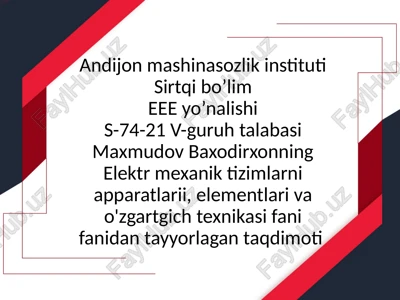 elektrmexanika — PPTX