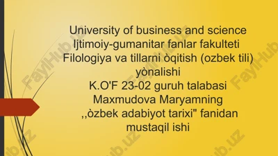 òzbek adabiyot tarixi — PPTX