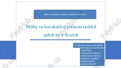 milliy va harakatli o'yinlarni tashkil — PDF