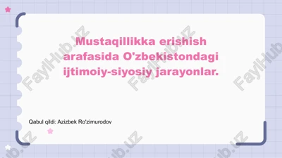 o'zbekistonning tarixiy ma'lumotlari — PPTX