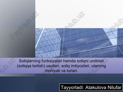 soliqlarning funksiyalari hamda soliqni undirish — PPT