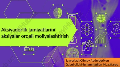 aksiyadorlik jamiyati miqionlarini aksiyalar orqali moliyalashtirish — PPTX