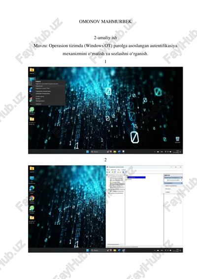 operasion tizimda (windows ot) parolga asoslangan autentifikasiya — PDF