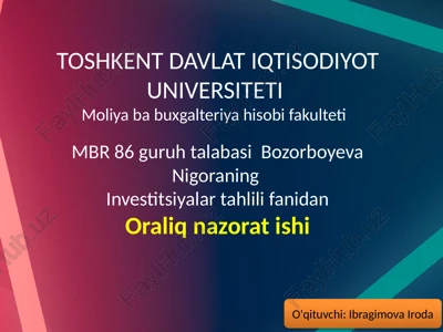 debitorlik va kreditorlik qarzlari tahlili — PPTX