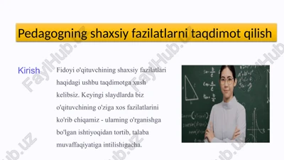 fidoyio'qituvchining shaxsiy fazilatlari — PPTX