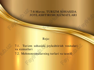 turizm sohasida joylashtirish xizmatlari — PDF