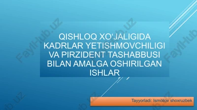 qishloq xoʻjaligida kadrlar yetishmovchiligi va pirzident tashabbusi bilan amalga oshirilgan ishlar — PPTX