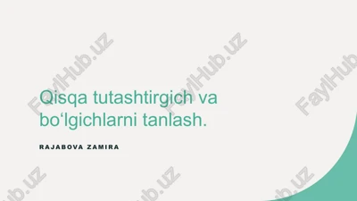 qisqa tutashtirgichlar — PPTX