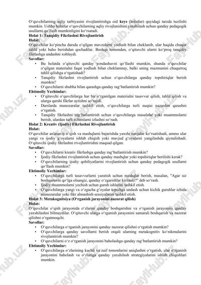 kreativ (ijodiy) fikrlashni rivojlantirish — DOCX