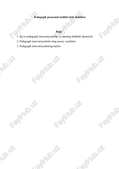 pedagogik texnologiya nazariyasi — DOCX