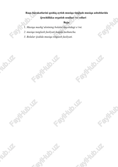 musiqa tinglash faoliyati — DOCX