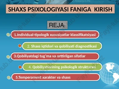 shaxs psixologiyasi faniga — PPTX