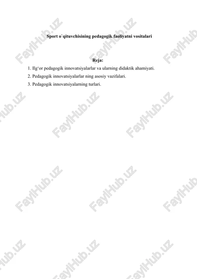 pedagogik innovatsiyalar va texnologiyalar — DOCX