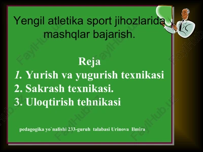 yengil atletika sport jihozlarida mashqlar bajarish — PPT