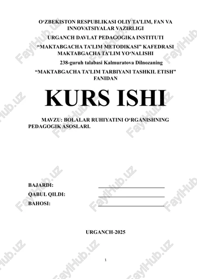 bolalar ruhiyatini o‘rganishning pedagogik asoslari — DOCX