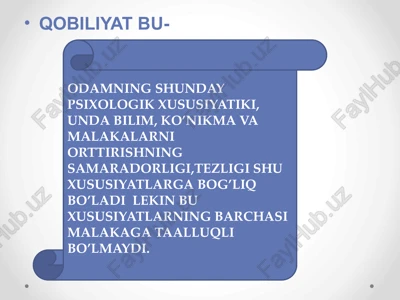 qobiliyat bu — PPTX