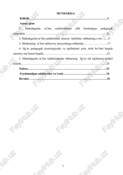 maktabgacha ta'lim tashkilotlarida pedagogik jarayonlar — DOCX
