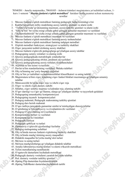 maxsus fanlarni o'qitish metodikasi — PDF