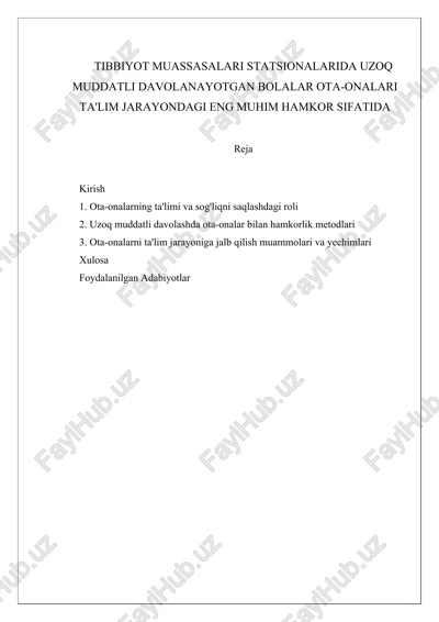 ota-onalar va bolalar ta'limi — DOCX