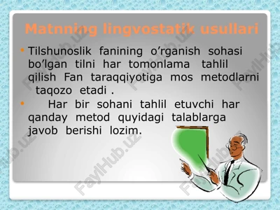 matnning lingvostatik usullari — PPTX