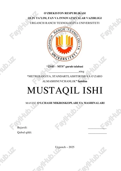 o‘lchash mikroskoplari va mashinalari — PDF