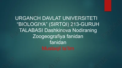 hayvonlarning biosferada tarqalishi va yashash muhitlari — PPTX