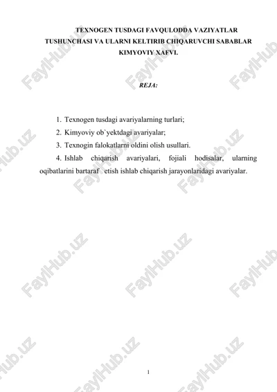texnogen tusdagi favqulodda vaziyatlar — DOC