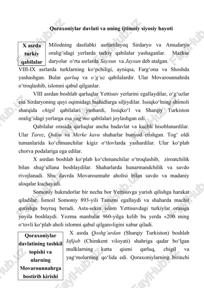 qoraxoniylar davlati va uning ijtimoiy siyosiy hayoti — DOC